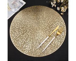 Set van 6 ronde placemats - Gouden Placemats - 38x38cm - onderleggers - Open gewerkt - Hitte bestendig - Luxe uitstraling - wasbaar - Makkelijk schoon - voor keuken en eettafeldecoratie — cadeau in Wonen & Interieur