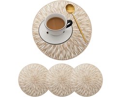 Set van 4 ronde placemats - 38 cm ronde antislip placemats - Creatieve minimalistische luxe decoratieve placemats - Hittebestendige antislip PVC-onderzetters - Geschikt voor bruiloften, feesten, thuis, hotels en tafeldecoratie — cadeau in Wonen & Interieur
