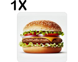 Luxe Placemat - Perfecte Hamburger op Lichte Achtergrond - Set van 1 Placemats - 40x40 cm - 2 mm dik Vinyl - Anti Slip - Afneembaar — cadeau in Cadeau-ideeën