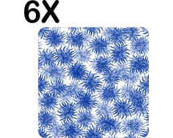 Luxe Placemat - Blauw met Wit Bloemen Patroon - Set van 6 Placemats - 40x40 cm - 2 mm dik Vinyl - Anti Slip - Afneembaar — cadeau in Wonen & Interieur