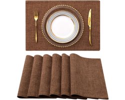 Tafelkleed - Luxe Placemat en Hittebestendige Tafelloper Set van 6 met Prachtige Bruine Uitstraling voor Eettafel en Keuken - Bruin — cadeau in Wonen & Interieur