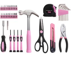 39-delige universele basisgereedschapsset voor huishoudelijk gebruik in roze voor vrouwen - kleine gereedschapsset met gereedschapskist, ideaal voor thuis, in de garage, op kantoor en in studentenhuizen — cadeau in Gereedschap