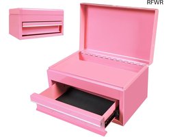 RFWR® 10" Mini Draagbare Stalen Gereedschapskist met lade voor Garage en Thuis - Roze — cadeau in Gereedschap