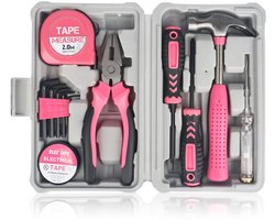 12-delige roze gereedschapsset, huishoudelijke doe-het-zelf gereedschapsset Kleine gereedschapsset, Starter Basic Dames DIY Gereedschappen voor Thuis & Kantoor — cadeau in Gereedschap