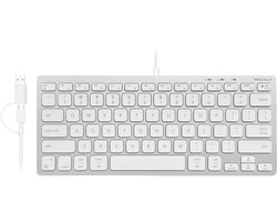 Macally UCASLIMKEYCA Compact bedraad USB-C en USB-A toetsenbord voor Apple Mac en iPad - Witte toetsen - U.S. Engels (QWERTY) layout — cadeau in Elektronica