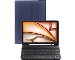 Hoesje - Geschikt voor Apple iPad Air 2025/2026 (M3/M4) - 11 inch - Keyboard Book Cover - Toetsenbord Case - Hoes - Donkerblauw — cadeau in Telefoon & Tablet