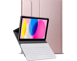 Hoesje - Geschikt voor Apple iPad 10 (2022) - 10.9 inch - 10e Generatie - Keyboard Book Cover - Toetsenbord Case - Hoes - Rosé goud — cadeau in Telefoon & Tablet