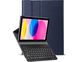 Hoesje - Geschikt voor Apple iPad 10 (2022) - 10.9 inch - 10e Generatie - Keyboard Book Cover - Toetsenbord Case - Hoes - Donkerblauw — cadeau in Telefoon & Tablet