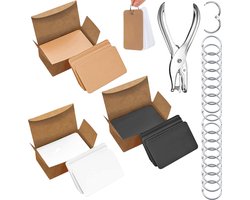 Blanco kaartjes met klikringen en gaatjestang - 300 stuks - met envelop — cadeau in Mode & Accessoires