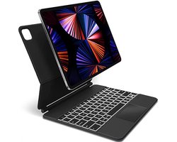 Toetsenbord Hoes Geschikt Apple iPad Pro 12.9 (2018/2020/2021/2022 - Bluetooth Magnetisch Keyboard Case - met Touchpad Muis en Verlichting - QWERTY - Zwart — cadeau in Telefoon & Tablet