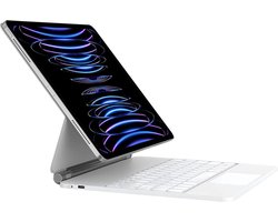 iPad Toetsenbord Hoes Geschikt Voor Apple iPad Pro 11 Inch (2024) - Bluetooth Magnetisch Keyboard Case - Tablettoetsenbord - Tablet Hoes - met Touchpad Muis en Verlichting - QWERTY - Wit — cadeau in Telefoon & Tablet