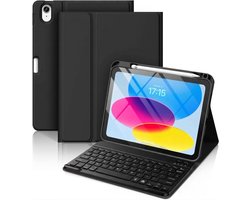 TRANSNECT - Tablet Toetsenbord Hoes - Geschikt voor Apple iPad 11 2025 A16 / iPad 10e generatie (2022) 10.9 inch - QWERTY Bluetooth Keyboard Bookcase - Zwart — cadeau in Telefoon & Tablet