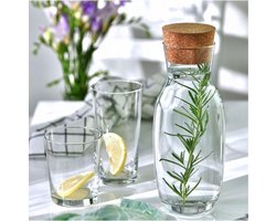 Glazen karaf met kurkstop voor water, sap, melk - 1000 ml — cadeau in Koken & Dineren