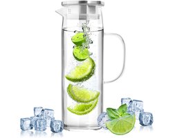 QTTVBTNA – 1 Stuk Glazen Waterkan met Deksel – Transparante Waterkaraf – Duurzame Glaskan voor Water, Sap en Drankjes – Praktische Waterkan voor Dagelijks Gebruik, Tafelserveren en Keuken – 1,5 Liter — cadeau in Cadeau-ideeën