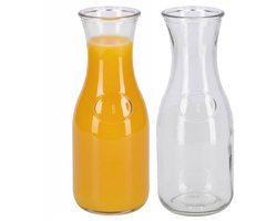 Glazen water karaf - 2x - sap/wijn karaf - van 0,5 liter - Karaffen - tafel / keuken - artikelen - sapkan - 8 x 20 cm — cadeau in Cadeau-ideeën