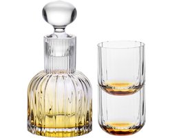 Krosno Karafset met 2 Glazen – 650 ml Karaf & 260 ml Glazen – Amber - Premium Loodvrij Kristalglas - Voor Water, Whisky, Brandy of Limonade - Elegante Geschenkset - Handwas Aanbevolen — cadeau in Koken & Dineren
