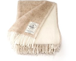 Beige wollen plaid 140x180 met franjes – Texelse wol deken voor bank en bed – Skéépe — cadeau in Wonen & Interieur
