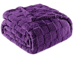 Mezcla Fleece deken voor op de bank, super zachte en warme lichtgewicht geruite dekens voor alle seizoenen, 127 x 152 cm, paars | Fleece deken met geruit ontwerp, lichtgewicht en ademend, sc — cadeau in Cadeau-ideeën