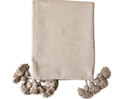 Dekentje - pompom deken beige – Ideaal als sprei voor je bed of deken voor op de bank - 180 x 300cm - Plaid woon- en slaapkamer — cadeau in Wonen & Interieur