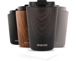 Thermosbeker 350 ml, 470 ml en 700 ml, dichte koffiebeker voor onderweg van roestvrij staal, dubbelwandig geïsoleerd, lekvrij, coffee-to-go beker, warm voor koffie en thee (ebbenhout, 0,35 l) — cadeau in Cadeau-ideeën