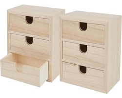 Mini Kastjes met Laden - Ladebox Organizer - Knutselen en Sieraden Opbergen - Te Decoreren Ruw Hout — cadeau in Hobby