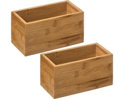 Set van 2x stuks 5five sieraden / make-up houder - box - 18 x 9 x 9,5 cm - bamboe hout - organizer bakje - badkamer — cadeau in Wonen & Interieur