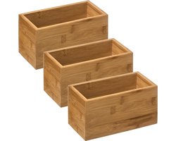 Set van 3x stuks 5five sieraden / make-up houder - box - 18 x 9 x 9,5 cm - bamboe hout - organizer bakje - badkamer — cadeau in Wonen & Interieur