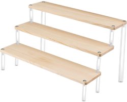 Houten display standaard sieraden display riser 3 dieren hout gegradueerd display rek cupcakes stand tafelrek voor figuren sieraden cupcakes dessert lippenstift nagellak kast 30x8cm — cadeau in Cadeau-ideeën