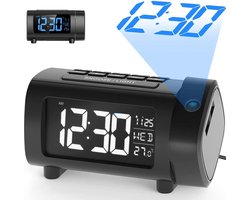 YUCONN Wekkerradio met Projectie - Digitale Klokradio - Wekker met DST - VA-display blauw of wit — cadeau in Elektronica