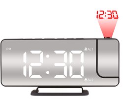 Luxime® - Digitale Wekker Met Projectie - Slaapkamer - Projectieklok Plafond - Projectiewekker - Zwart — cadeau in Wonen & Interieur