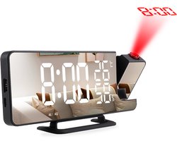 Premes - Wekkerradio met Projectie - Zwart - AM/FM - Op Netstroom - Digitale Klok - Wekkerradio’s - Projectiewekker - Wekker met Projectie - Klok Digitaal - Klokje - Klokken — cadeau in Elektronica