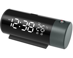 Nuvance Digitale Wekker met Projectie - Digitale Klok Slaapkamer - Snooze Functie - Dubbel Alarm - Wekkers Digitaal - Alarmklok - Zwart — cadeau in Elektronica
