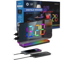 BP® Digitale Wekker Met Projectie - Wekkerradio - Projectiewekker - Digitale Wekker - Kinderwekker - Projectieklok - Snooze Functie - USB oplaadpoort - Automatische Helderheidscontrole - Zwart — cadeau in Elektronica
