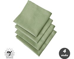 Tavas Servetten - 30 x 30 cm - Set van 4 stuks - Matchagroen - Katoen — cadeau in Wonen & Interieur
