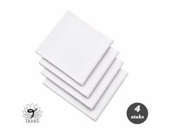 Tavas Servetten - 30 x 30 cm - Set van 4 stuks - Wit - Katoen — cadeau in Wonen & Interieur