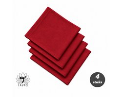 Tavas Servetten - 30 x 30 cm - Set van 4 stuks - Bordeaux - Katoen — cadeau in Wonen & Interieur