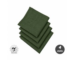 Tavas Servetten - 30 x 30 cm - Set van 4 stuks - Groen Linnenlook - Katoen — cadeau in Wonen & Interieur