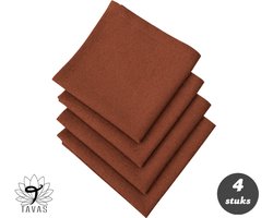 Tavas Servetten - 30 x 30 cm - Set van 4 stuks - Terracotta Linnenlook - Katoen — cadeau in Wonen & Interieur