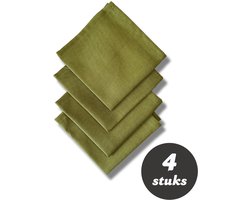Tavas Servetten - 30 x 30 cm - Set van 4 stuks - Groen - Katoen - Tafeldecoratie — cadeau in Wonen & Interieur