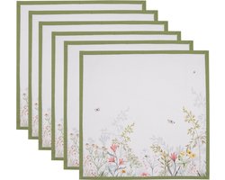 Clayre & Eef Servetten Katoen Set van 6 40x40 cm Wit Katoen — cadeau in Wonen & Interieur