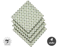 Tavas Servetten - 30 x 30 cm - Set van 4 stuks - Groen Geruit - Katoen — cadeau in Wonen & Interieur