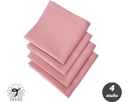 Tavas Servetten - 30 x 30 cm - Set van 4 stuks - Oudroze - Katoen — cadeau in Wonen & Interieur