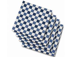 Tavas Servetten - 30 x 30 cm - Set van 4 stuks - Blauw Geruit - Katoen — cadeau in Wonen & Interieur