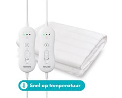 Tomado TEB2505W - Elektrische deken 2 persoons - Warmtedeken - 160 x 140 cm - Onderdeken - 2 schakelaars met 3 warmtestanden — cadeau in Cadeau-ideeën