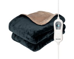 Auronic Elektrische Deken - 200 x 180 cm - 2 Persoons Warmtedeken - 3 Warmtestanden met Timer - Verwarmingsdeken - Antraciet — cadeau in Wonen & Interieur