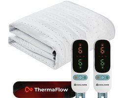 CoolHome UB26 Elektrische Onderdeken- 2 Persoons – 190x140 cm – 6 Warmtestanden - Dual zone– Timer & Oververhittingsbeveiliging - Extra zacht - Wit — cadeau in Cadeau-ideeën