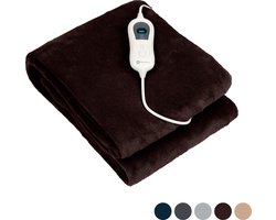 Nuvoo Elektrische Warmtedeken - Fleece - 180x160 cm- XXL - Automatische Uitschakeling - Oververhittingsbescherming - 3 Standen - 120W - 2 Persoons - Bovendeken - Bruin - Modekleur 25/26 — cadeau in Wonen & Interieur