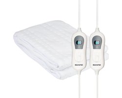 Auronic Elektrische Onderdeken - 160 x 140 cm - 2 Persoons Warmtedeken - 2 Warmtezones en 2 Controllers - met Hoekelastieken - 3 Warmtestanden met Timer - Wit — cadeau in Cadeau-ideeën