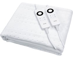 DistinQ Elektrische Onderdeken dubbel 100 Watt - 160x140 cm - tweepersoons - Automatische Uitschakeling - Oververhittingsbescherming - 5 Standen - onderdeken Wit — cadeau in Cadeau-ideeën