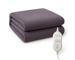 XXL Elektrische deken – Onderdeken – Tweepersoons – 180 x 200 cm - 2 temperatuurstanden – Fleece – Twee schakelaars – Grijs - Warmte deken 180x200 — cadeau in Cadeau-ideeën